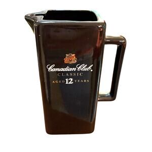 Canadian Club black ceramic pitcher water liquor vintage bar cocktail display